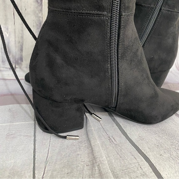 Steve Madden Eagerly Over The Knee Boots Suede Ties Pointed Toe Black 7.5M NEW - Picture 12 of 16